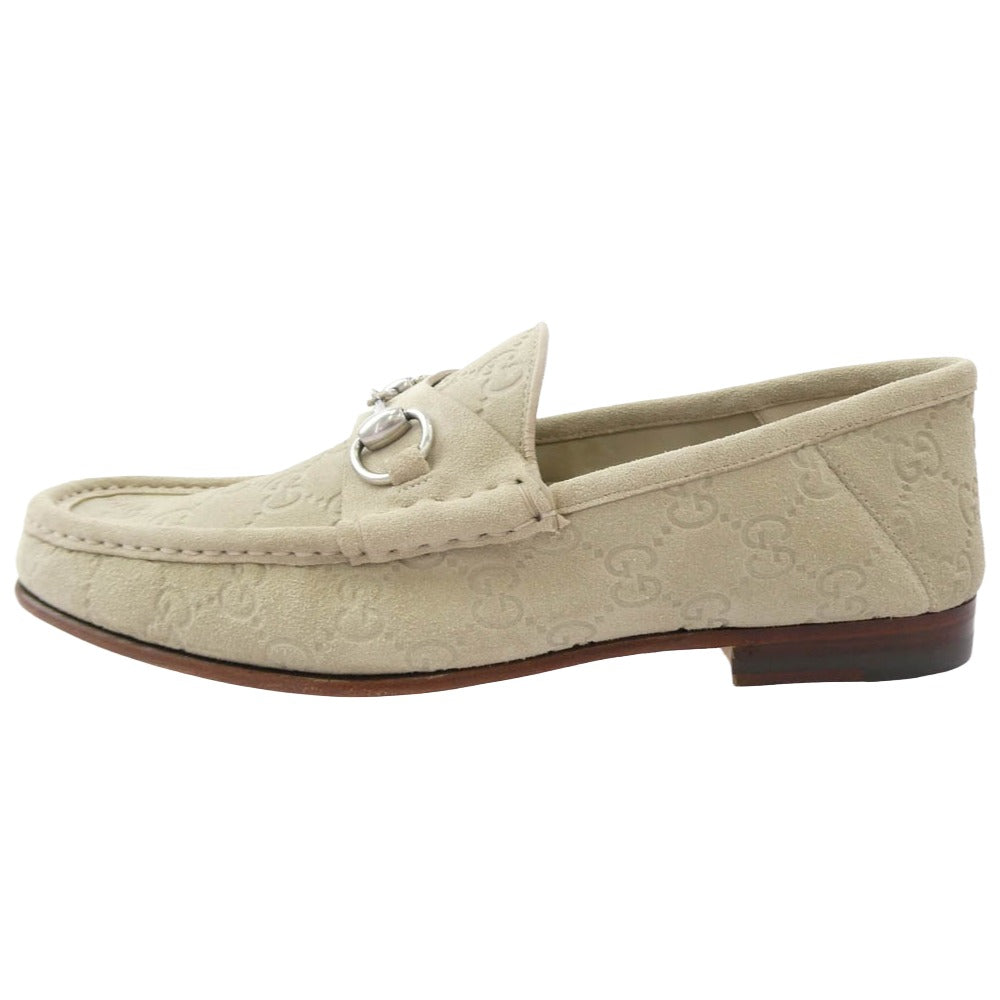 GUCCI グッチ 816185 ホースビット スエード ローファー ベージュ系 6【極上美品】【中古】