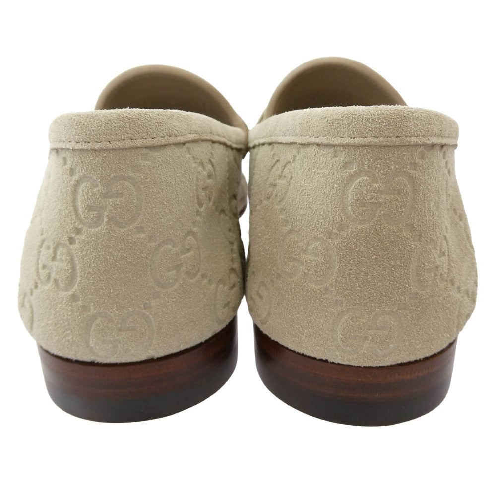 GUCCI グッチ 816185 ホースビット スエード ローファー ベージュ系 6【極上美品】【中古】