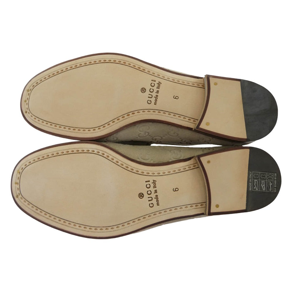 GUCCI グッチ 816185 ホースビット スエード ローファー ベージュ系 6【極上美品】【中古】
