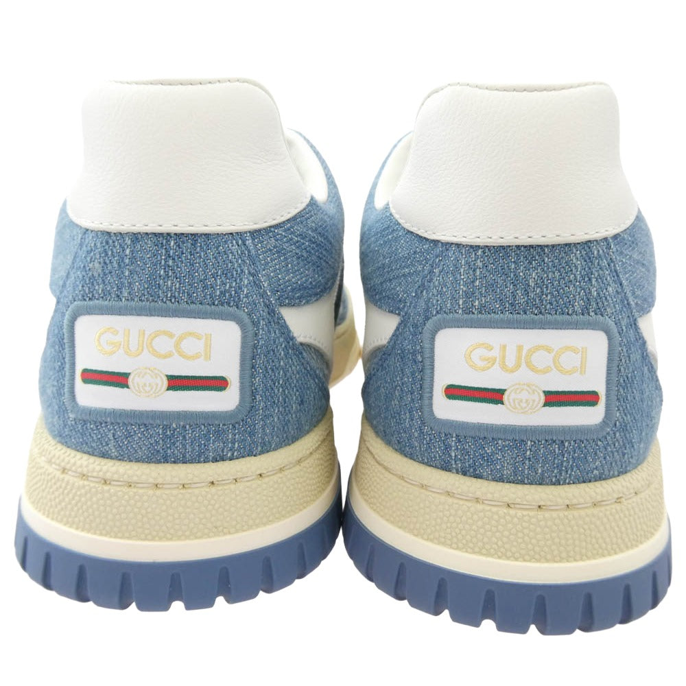 GUCCI グッチ 25SS 838831 グッチ リウェブ ロゴ総柄 デニム スニーカー インディゴブルー系 38【極上美品】【中古】