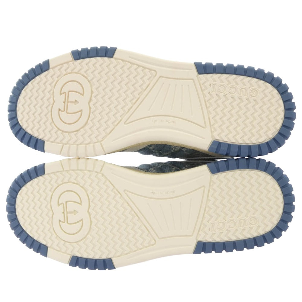 GUCCI グッチ 25SS 838831 グッチ リウェブ ロゴ総柄 デニム スニーカー インディゴブルー系 38【極上美品】【中古】