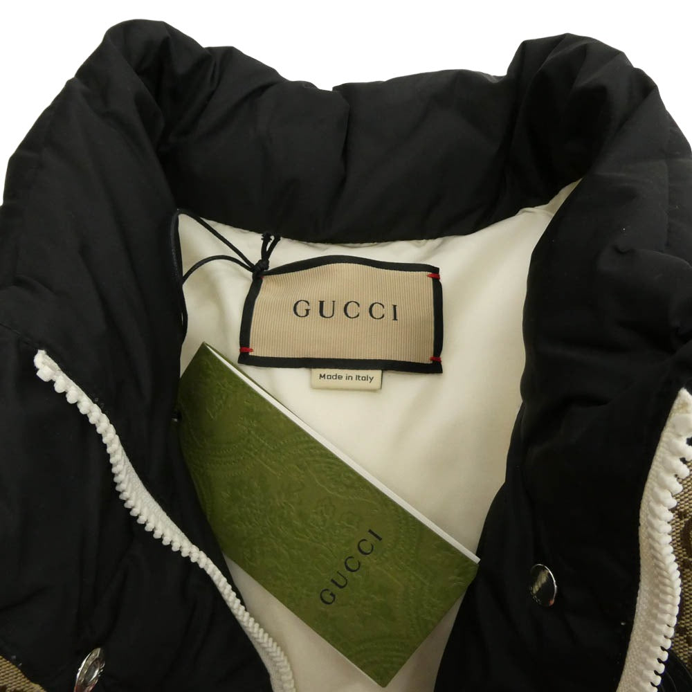 GUCCI グッチ 717547 Z9AAT GG コットン キャンバス ダウン ベスト ブラウン系 38【極上美品】【中古】