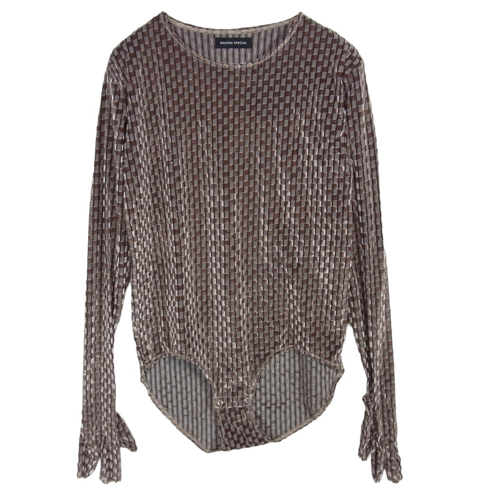 MAISON SPECIAL メゾンスペシャル 21212415106 ベロアチェック ボディスーツ トップス カットソー ブラウン系 FREE【中古】