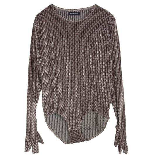 MAISON SPECIAL メゾンスペシャル 21212415106 ベロアチェック ボディスーツ トップス カットソー ブラウン系 FREE【中古】