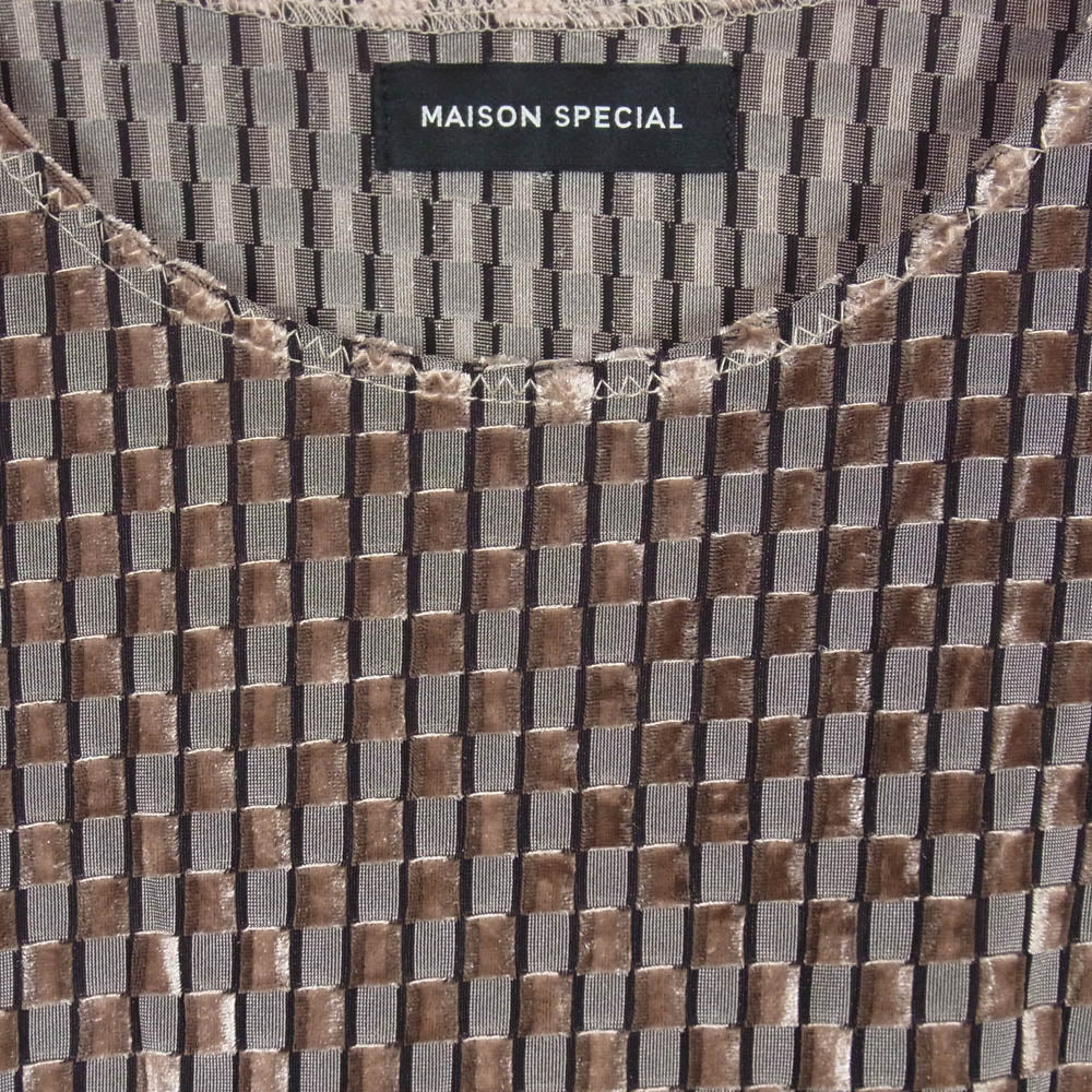 MAISON SPECIAL メゾンスペシャル 21212415106 ベロアチェック ボディスーツ トップス カットソー ブラウン系 FREE【中古】