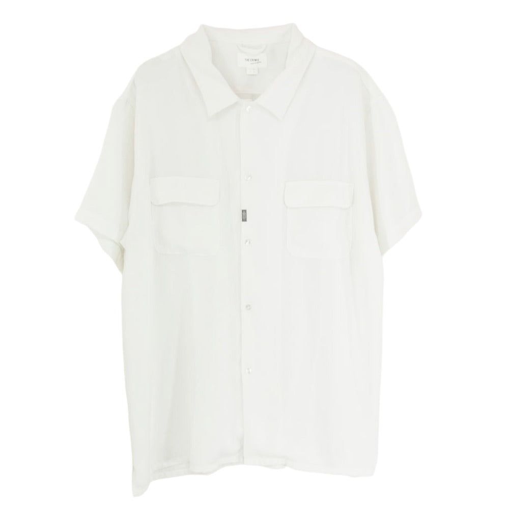 CRIMIE クライミー CR1-02D3-SS03 FLAP POCKET EASY CARE SHORT SLEEVE SHIRT フラップ ポケット サテン 半袖 シャツ ホワイト系 XL【中古】