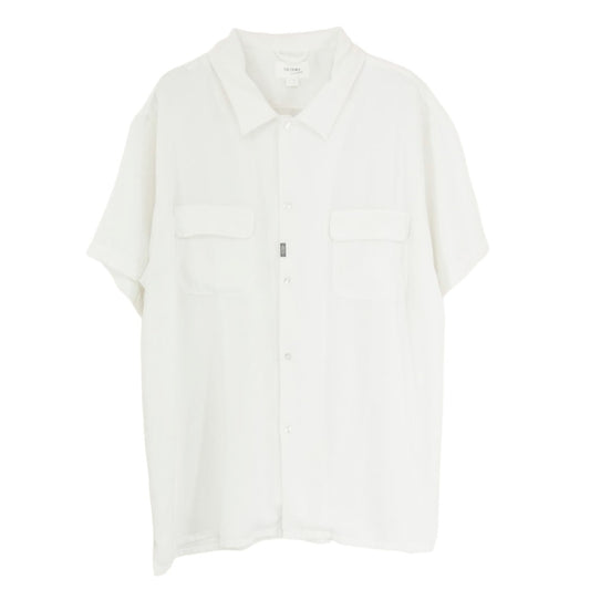 CRIMIE クライミー CR1-02D3-SS03 FLAP POCKET EASY CARE SHORT SLEEVE SHIRT フラップ ポケット サテン 半袖 シャツ ホワイト系 XL【中古】