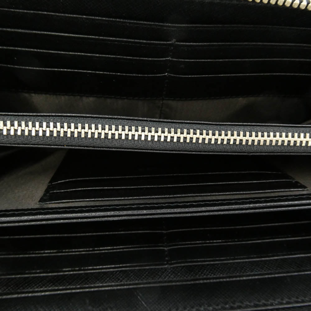 エルイーディーバイツ ラウンドファスナー レザー ロングウォレット 長財布 ブラック系【中古】