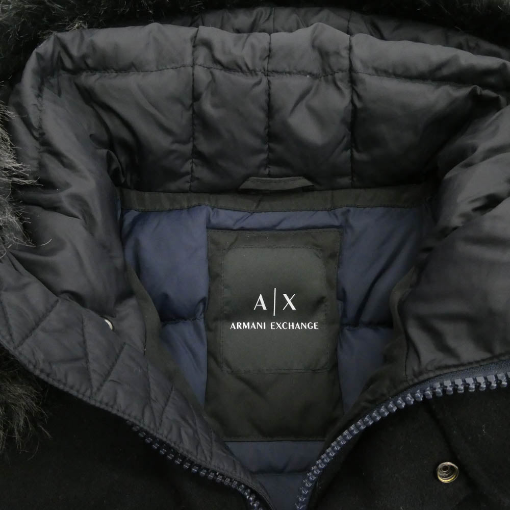 ARMANI EXCHANGE アルマーニエクスチェンジ 6ZZK04 ZNK6Z ファー ダウン モッズコート ジャケット ブラック系 XL【中古】