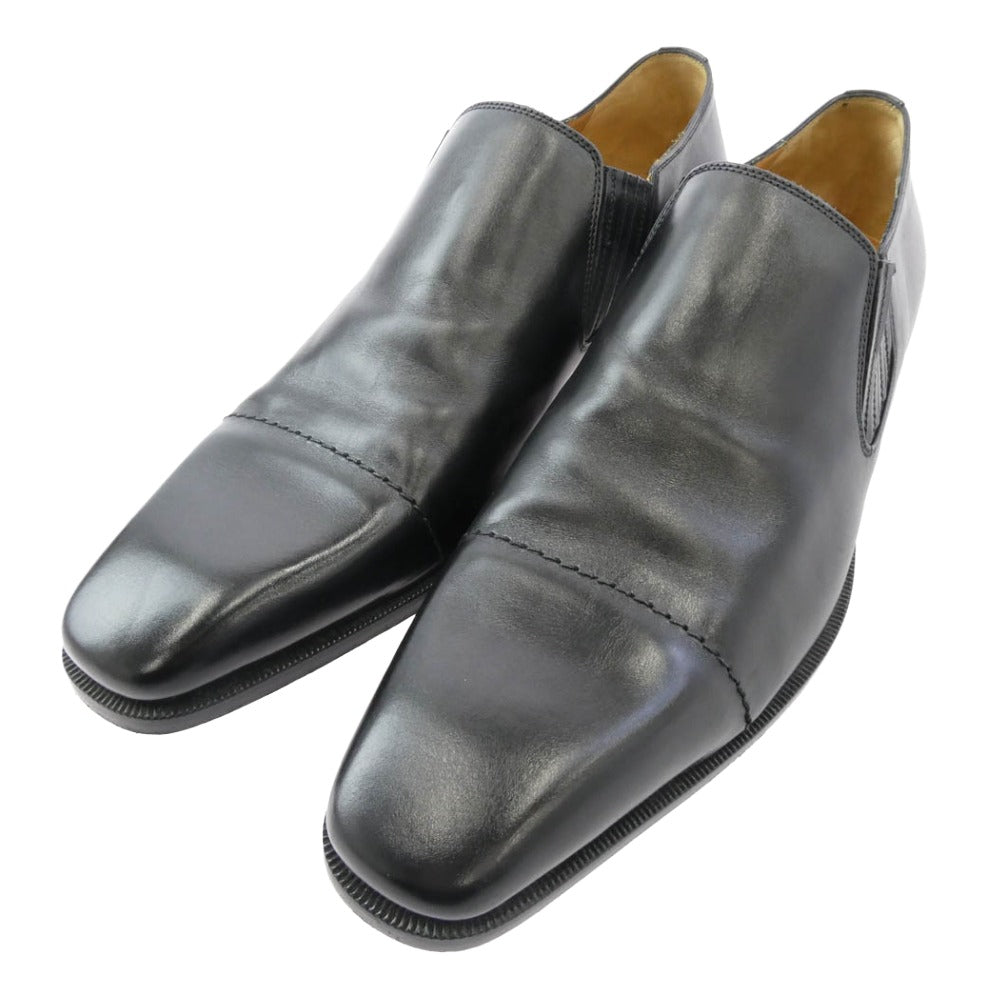 GUCCI グッチ 202705 サイドエラスティック スリッポン レザー シューズ ブラック系 40.5【中古】
