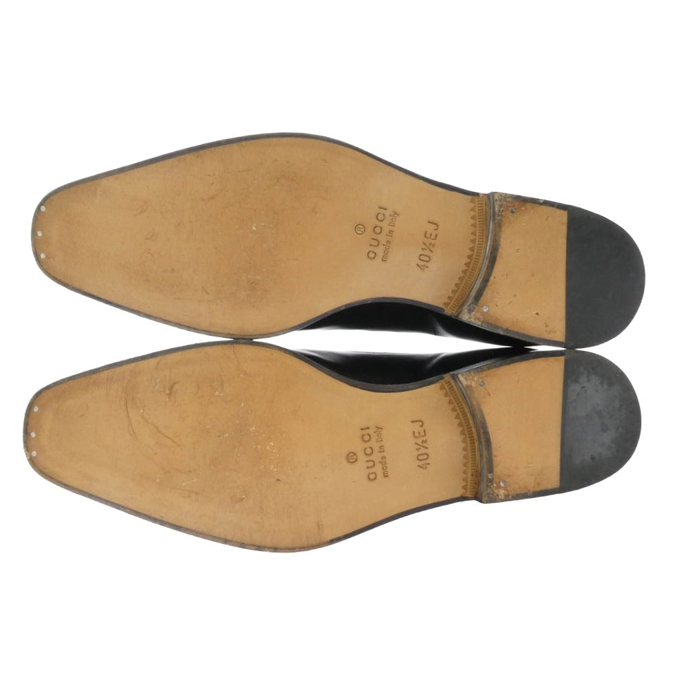GUCCI グッチ 202705 サイドエラスティック スリッポン レザー シューズ ブラック系 40.5【中古】