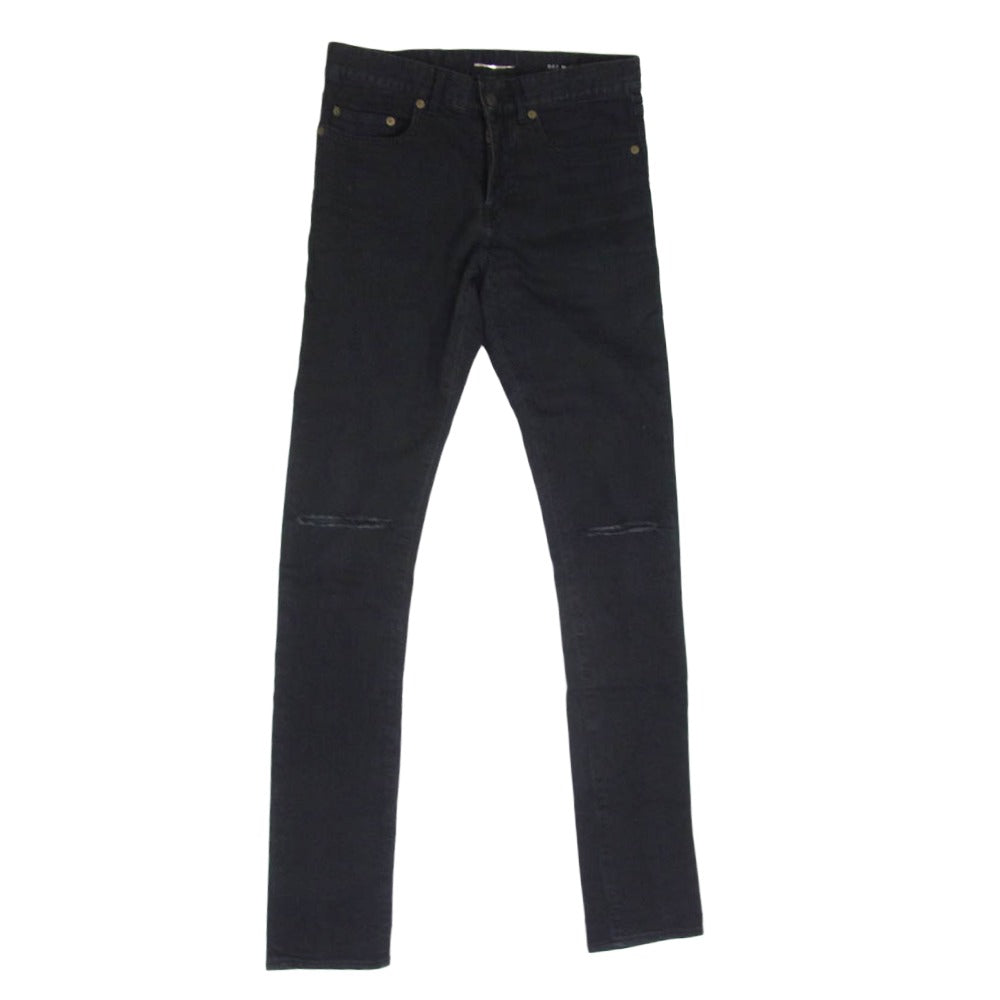 SAINT LAURENT サンローラン 362284 Y859F エディ期 knee crush skinny denim ダメージ加工 ニークラッシュ スキニー デニム パンツ ブラック系 28【中古】