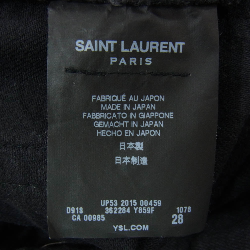 SAINT LAURENT サンローラン 362284 Y859F エディ期 knee crush skinny denim ダメージ加工 ニークラッシュ スキニー デニム パンツ ブラック系 28【中古】