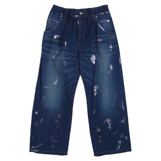 クレスト CLS-PT-2404 CLESSTE SILVER PRINT SELVEDGE DENIM WIDE PANTS クレスト シルバープリント セルビッジ デニム ワイドパンツ インディゴブルー系 1【中古】