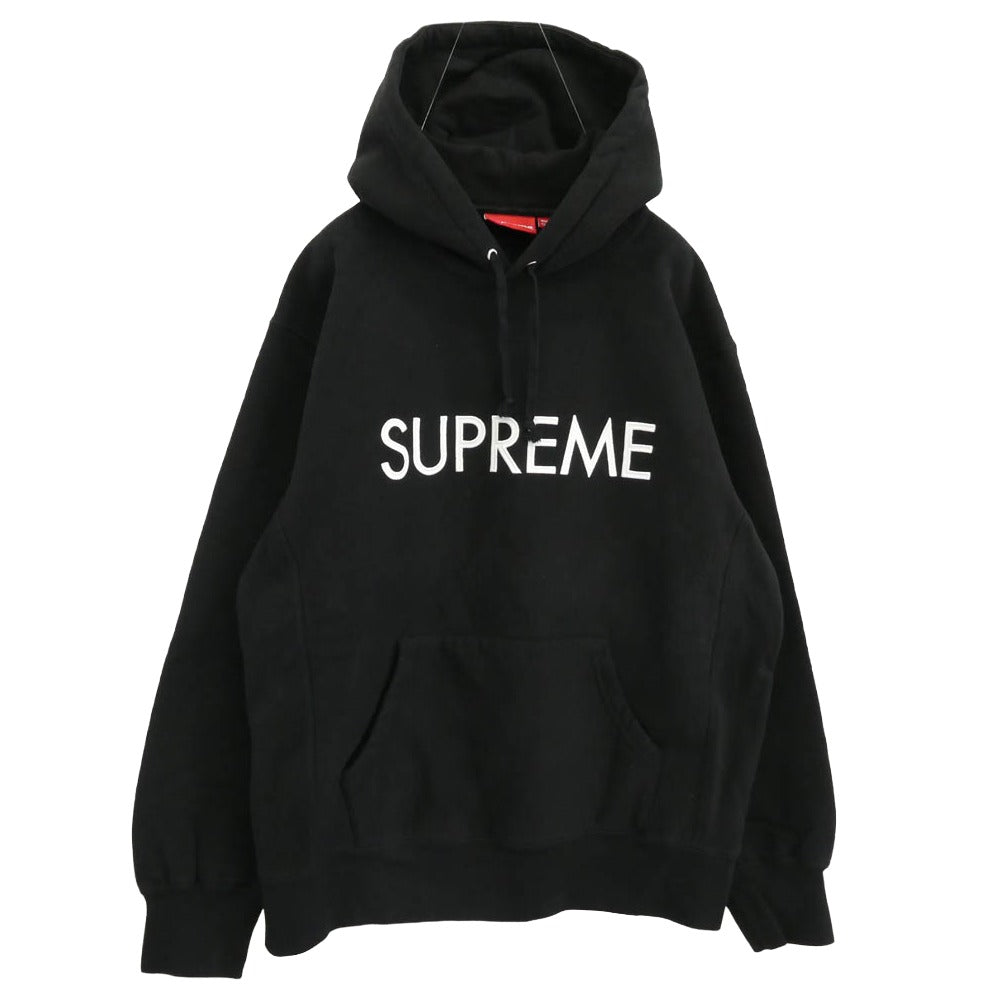 Supreme シュプリーム 22AW Capital Hooded Sweatshirt キャピタル フーデッド スウェットシャツ ロゴ フーディー パーカー ブラック系 M【中古】