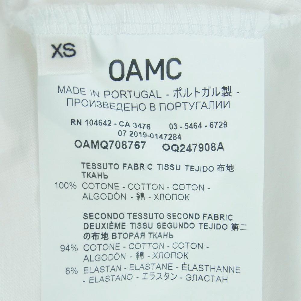 OAMC オーエーエムシー 20SS OAMQ708767 Dream Logic Crewneck T-shirt ロゴ プリント 半袖 Tシャツ カットソー ホワイト系 XS【中古】