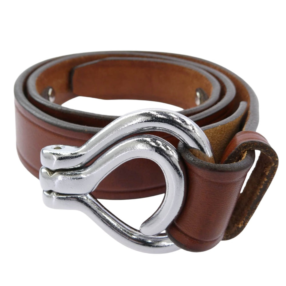 TORY LEATHER トリーレザー フックバックル レザー ベルト ブラウン系 34【中古】