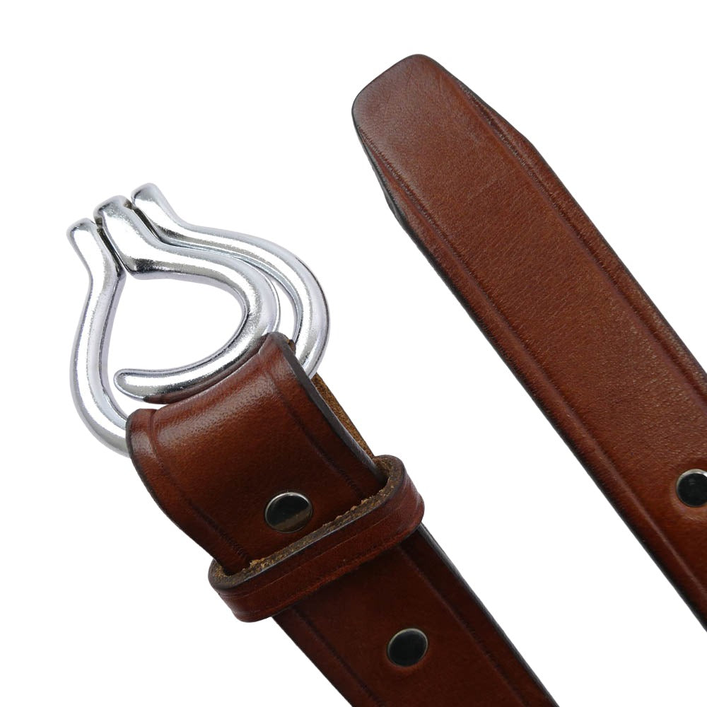 TORY LEATHER トリーレザー フックバックル レザー ベルト ブラウン系 34【中古】