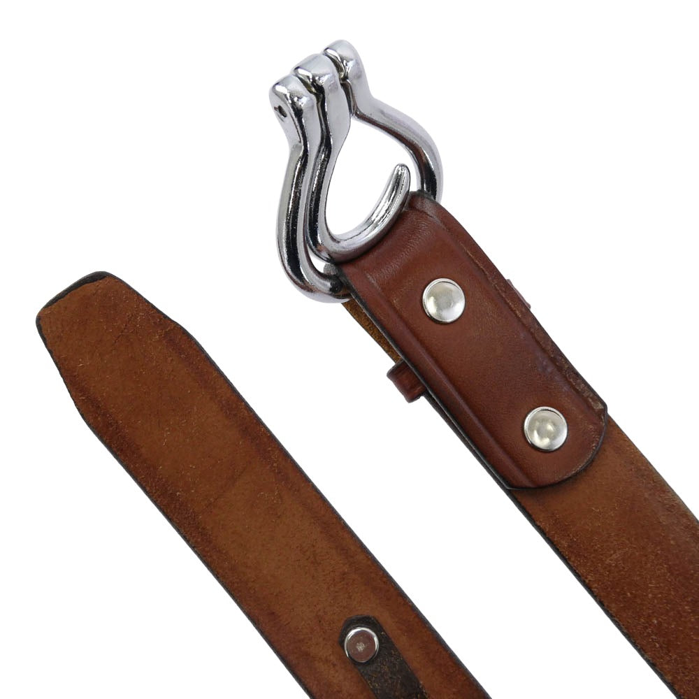 TORY LEATHER トリーレザー フックバックル レザー ベルト ブラウン系 34【中古】