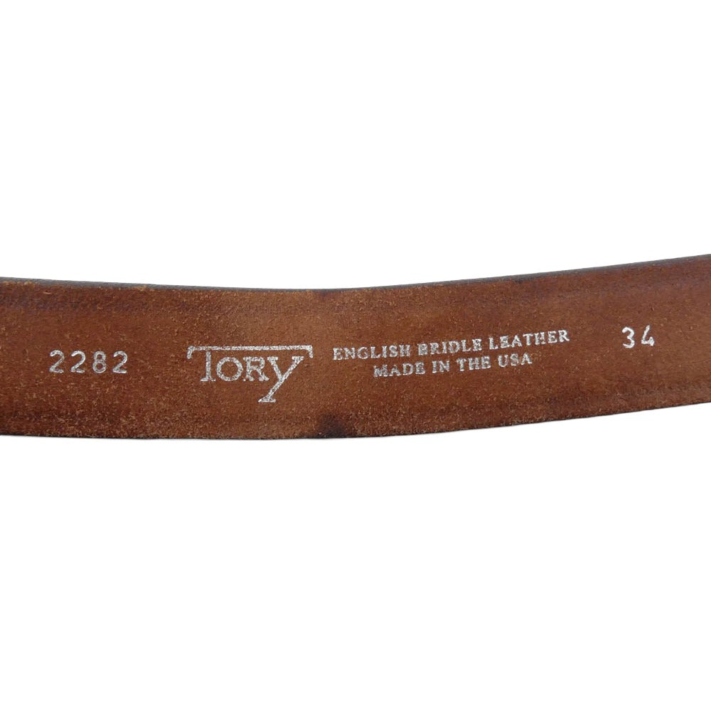 TORY LEATHER トリーレザー フックバックル レザー ベルト ブラウン系 34【中古】