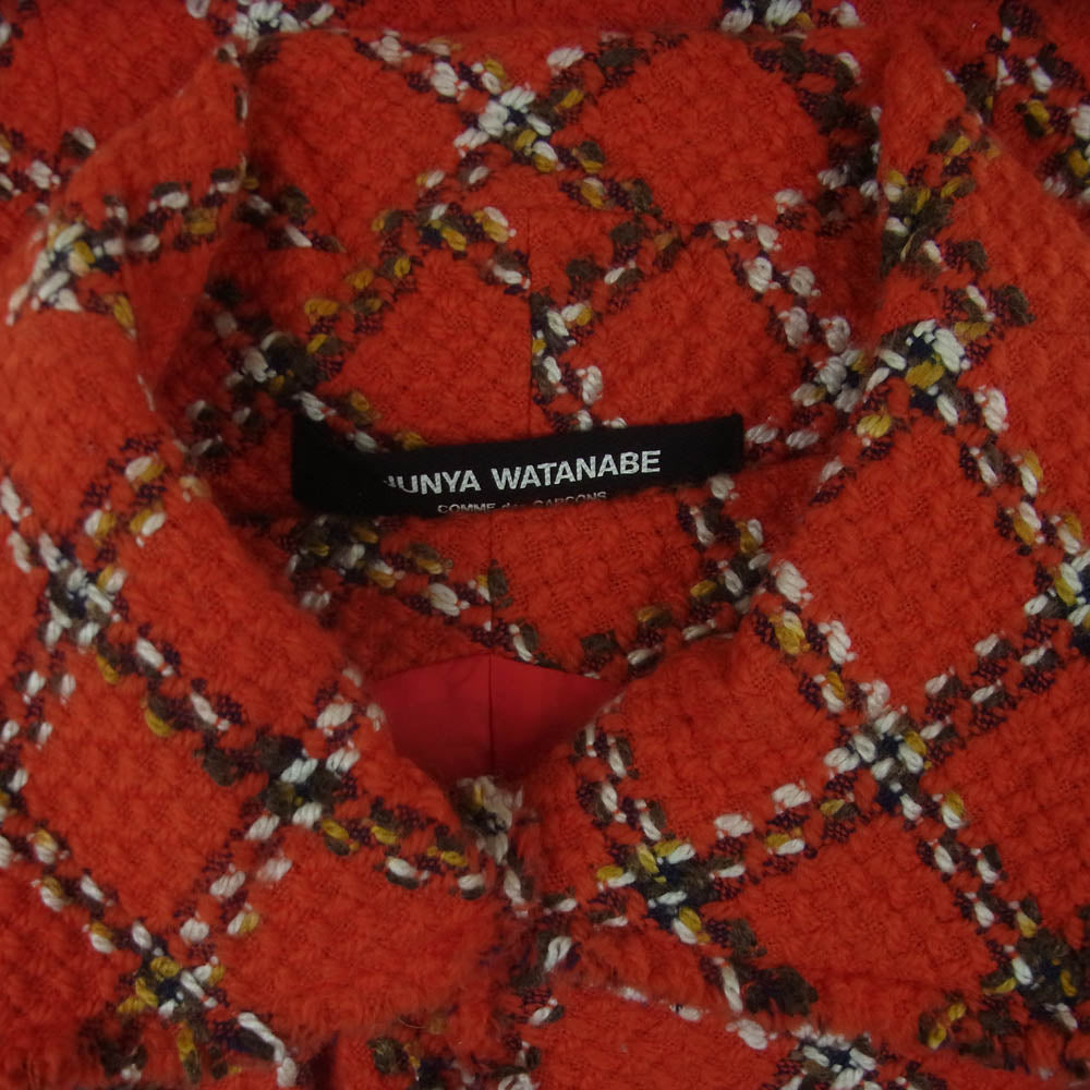 JUNYA WATANABE COMME des GARCONS ジュンヤワタナベコムデギャルソン 01aw JC-B019 チェック ツイード ウール プルオーバー ジャケット レッド系 M【中古】