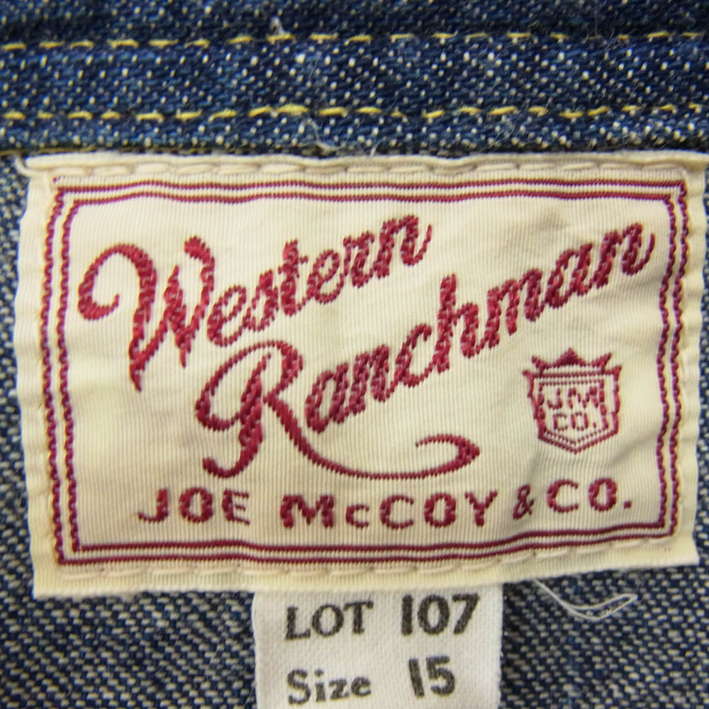 The REAL McCOY'S ザリアルマッコイズ joe mccoy western ranchman Lot107 ジョーマッコイ ウエスタン デニムシャツ インディゴブルー系 15【中古】