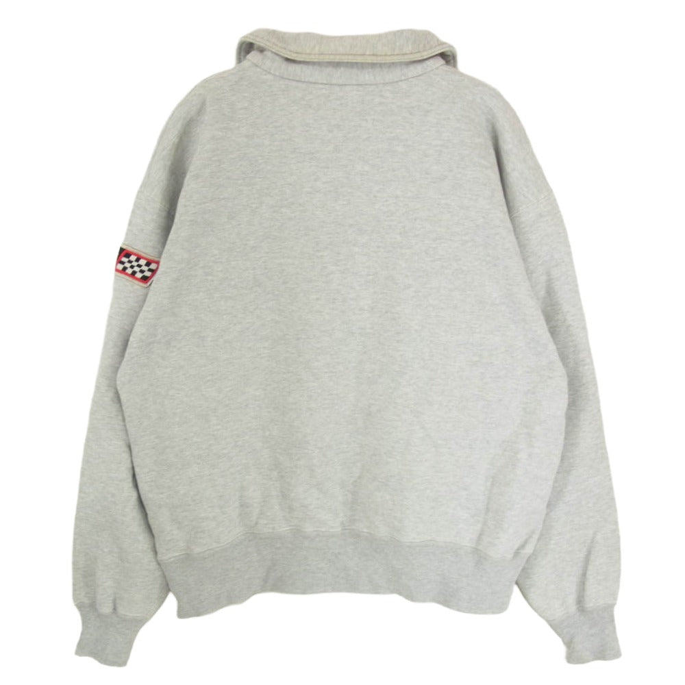 The REAL McCOY'S ザリアルマッコイズ CARTOON TRAIL ワッペン 刺繍 カートゥーン トレイル ハーフジップ スウェット グレー系 L【中古】