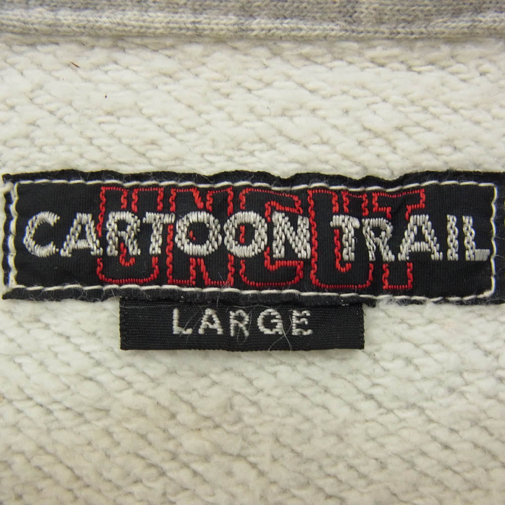 The REAL McCOY'S ザリアルマッコイズ CARTOON TRAIL ワッペン 刺繍 カートゥーン トレイル ハーフジップ スウェット グレー系 L【中古】