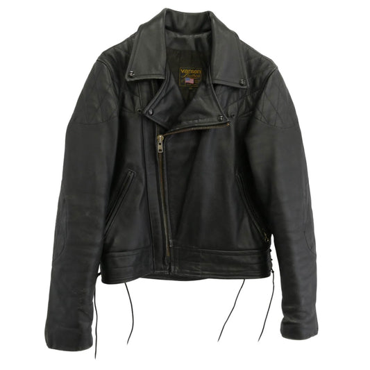 VANSON バンソン USA製 レザー パデッド ダブル ライダース ジャケット ブラック系 40【中古】