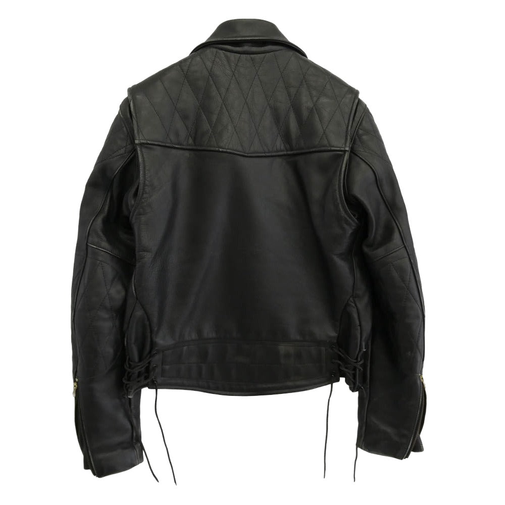 VANSON バンソン USA製 レザー パデッド ダブル ライダース ジャケット ブラック系 40【中古】