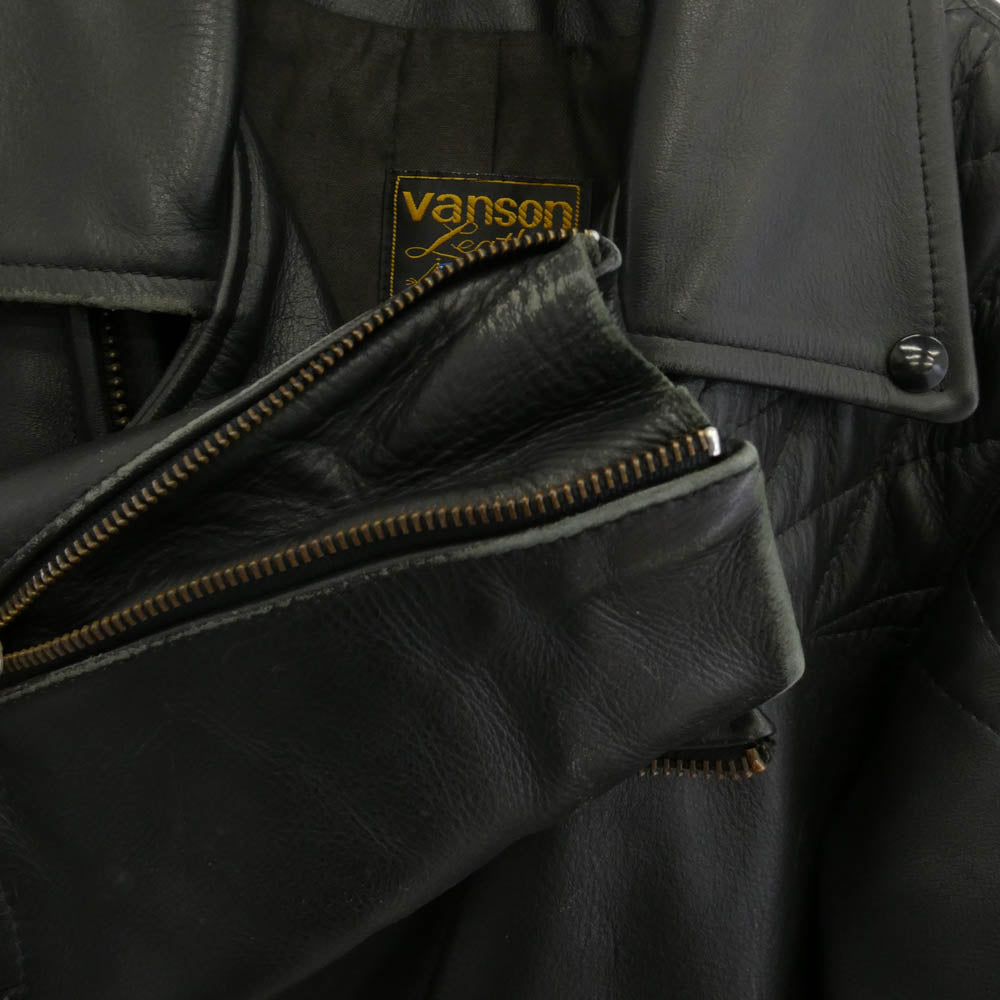 VANSON バンソン USA製 レザー パデッド ダブル ライダース ジャケット ブラック系 40【中古】