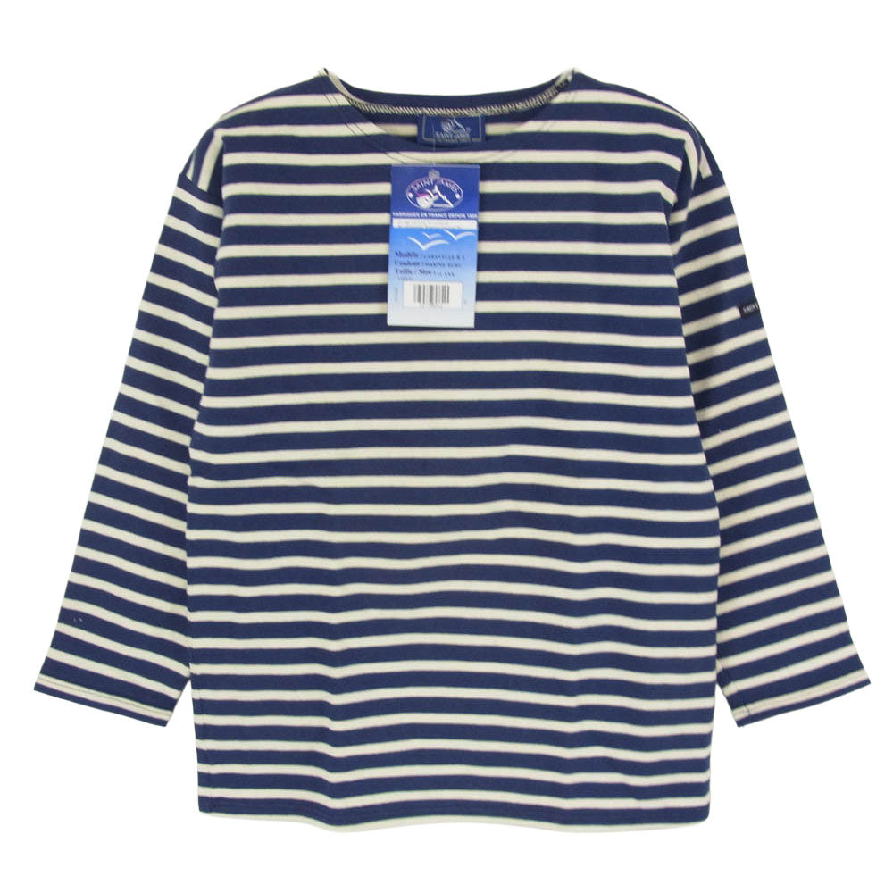 SAINT JAMES セントジェームス デッドストック フランス製 80s 90s CARAVELLE キャラベル バスクシャツ 長袖 Tシャツ サイズ12 ネイビー系 12ans【極上美品】【中古】