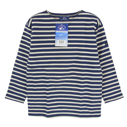 SAINT JAMES セントジェームス デッドストック フランス製 80s 90s CARAVELLE キャラベル バスクシャツ 長袖 Tシャツ サイズ12 ネイビー系 12ans【極上美品】【中古】