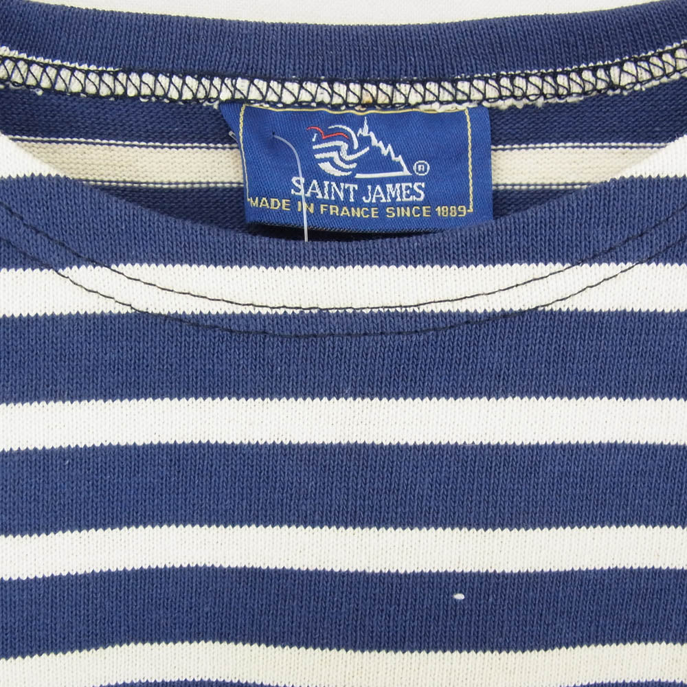 SAINT JAMES セントジェームス デッドストック フランス製 80s 90s CARAVELLE キャラベル バスクシャツ 長袖 Tシャツ サイズ12 ネイビー系 12ans【極上美品】【中古】