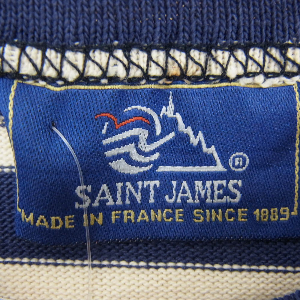 SAINT JAMES セントジェームス デッドストック フランス製 80s 90s CARAVELLE キャラベル バスクシャツ 長袖 Tシャツ サイズ12 ネイビー系 12ans【極上美品】【中古】