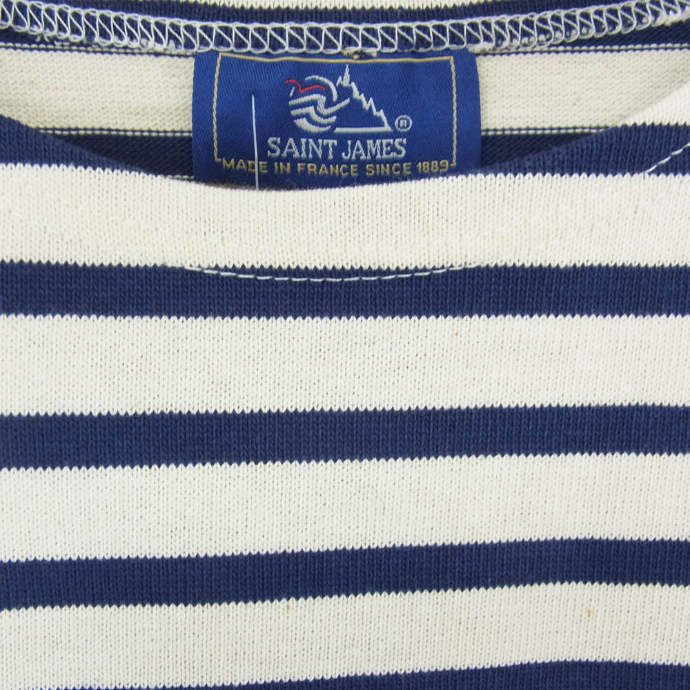 SAINT JAMES セントジェームス デッドストック フランス製 80s 90s CARAVELLE キャラベル バスクシャツ 長袖 Tシャツ サイズ12 ネイビー系 12ans【極上美品】【中古】