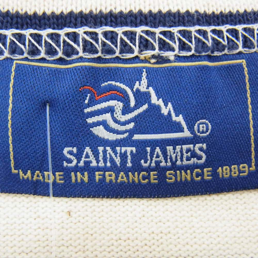 SAINT JAMES セントジェームス デッドストック フランス製 80s 90s CARAVELLE キャラベル バスクシャツ 長袖 Tシャツ サイズ12 ネイビー系 12ans【極上美品】【中古】