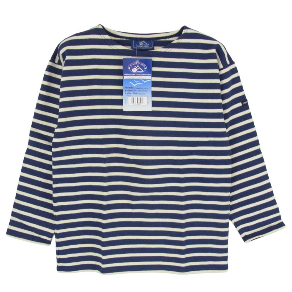 SAINT JAMES セントジェームス デッドストック フランス製 80s 90s CARAVELLE キャラベル バスクシャツ 長袖 Tシャツ サイズ12 ネイビー系 12ans【極上美品】【中古】