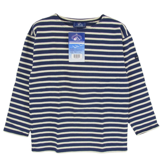SAINT JAMES セントジェームス デッドストック フランス製 80s 90s CARAVELLE キャラベル バスクシャツ 長袖 Tシャツ サイズ12 ネイビー系 12ans【極上美品】【中古】