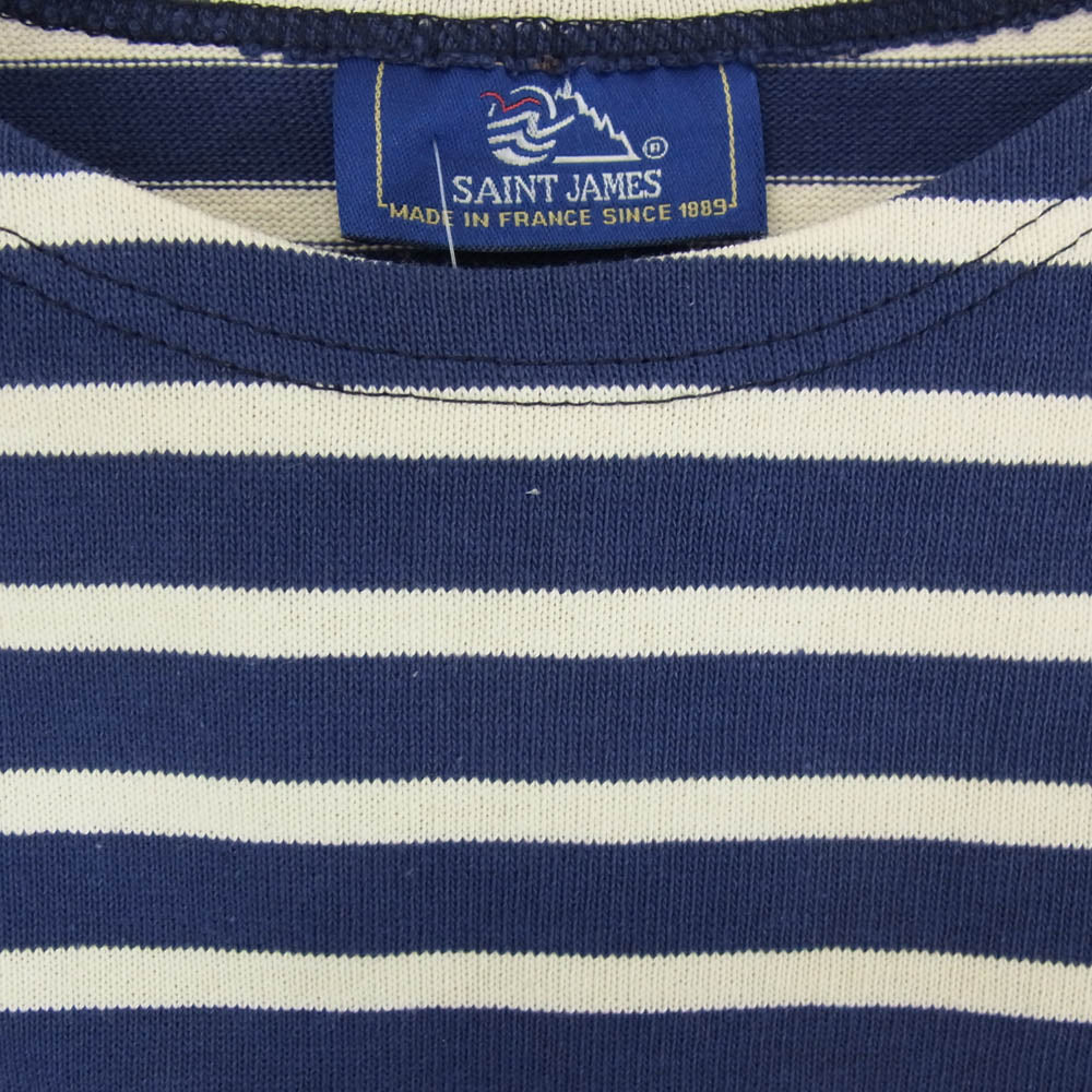 SAINT JAMES セントジェームス デッドストック フランス製 80s 90s CARAVELLE キャラベル バスクシャツ 長袖 Tシャツ サイズ12 ネイビー系 12ans【極上美品】【中古】