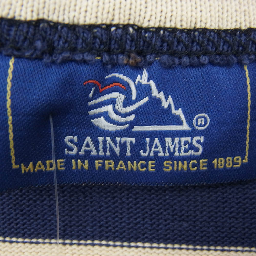 SAINT JAMES セントジェームス デッドストック フランス製 80s 90s CARAVELLE キャラベル バスクシャツ 長袖 Tシャツ サイズ12 ネイビー系 12ans【極上美品】【中古】