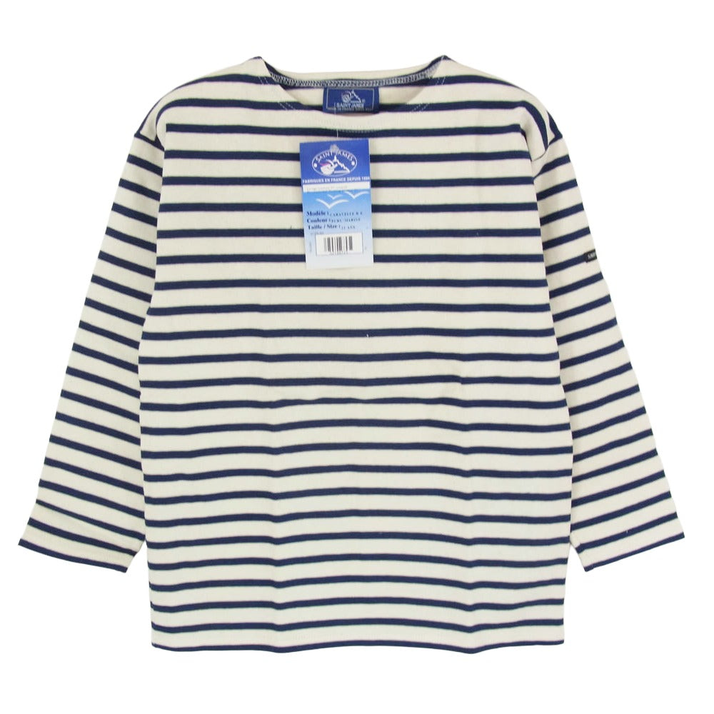 SAINT JAMES セントジェームス デッドストック フランス製 80s 90s CARAVELLE キャラベル バスクシャツ 長袖 Tシャツ サイズ12 ネイビー系 12ans【極上美品】【中古】