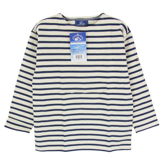 SAINT JAMES セントジェームス デッドストック フランス製 80s 90s CARAVELLE キャラベル バスクシャツ 長袖 Tシャツ サイズ12 ネイビー系 12ans【極上美品】【中古】