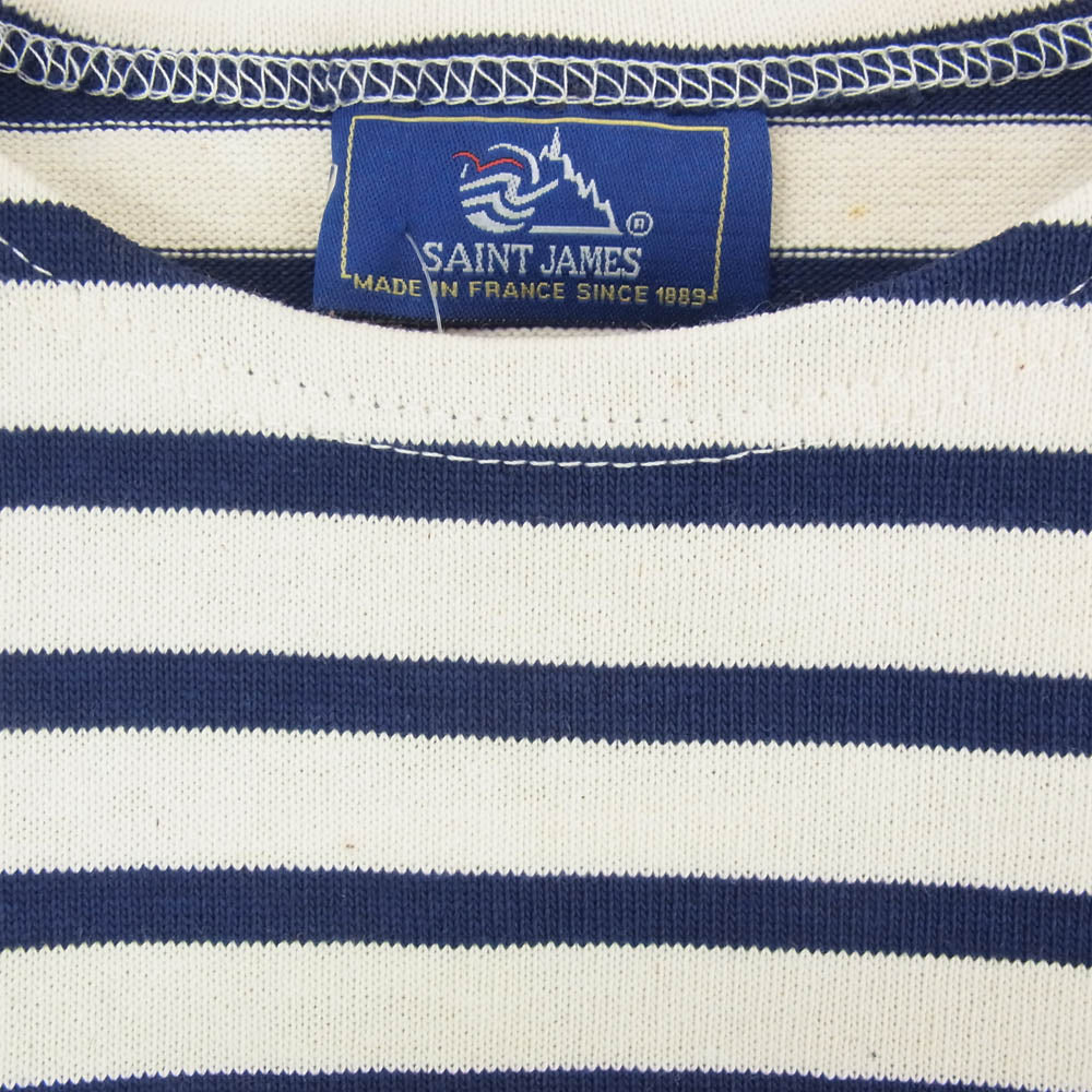 SAINT JAMES セントジェームス デッドストック フランス製 80s 90s CARAVELLE キャラベル バスクシャツ 長袖 Tシャツ サイズ12 ネイビー系 12ans【極上美品】【中古】