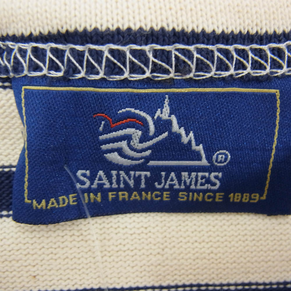 SAINT JAMES セントジェームス デッドストック フランス製 80s 90s CARAVELLE キャラベル バスクシャツ 長袖 Tシャツ サイズ12 ネイビー系 12ans【極上美品】【中古】