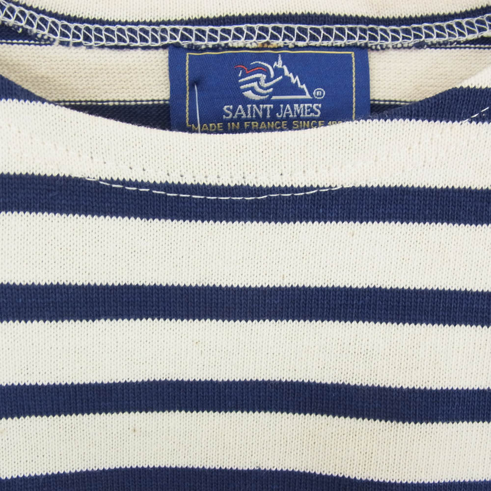 SAINT JAMES セントジェームス デッドストック フランス製 80s 90s CARAVELLE キャラベル バスクシャツ 長袖 Tシャツ サイズ12 ネイビー系 12ans【極上美品】【中古】