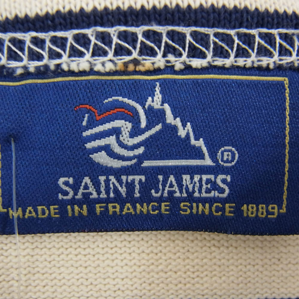 SAINT JAMES セントジェームス デッドストック フランス製 80s 90s CARAVELLE キャラベル バスクシャツ 長袖 Tシャツ サイズ12 ネイビー系 12ans【極上美品】【中古】