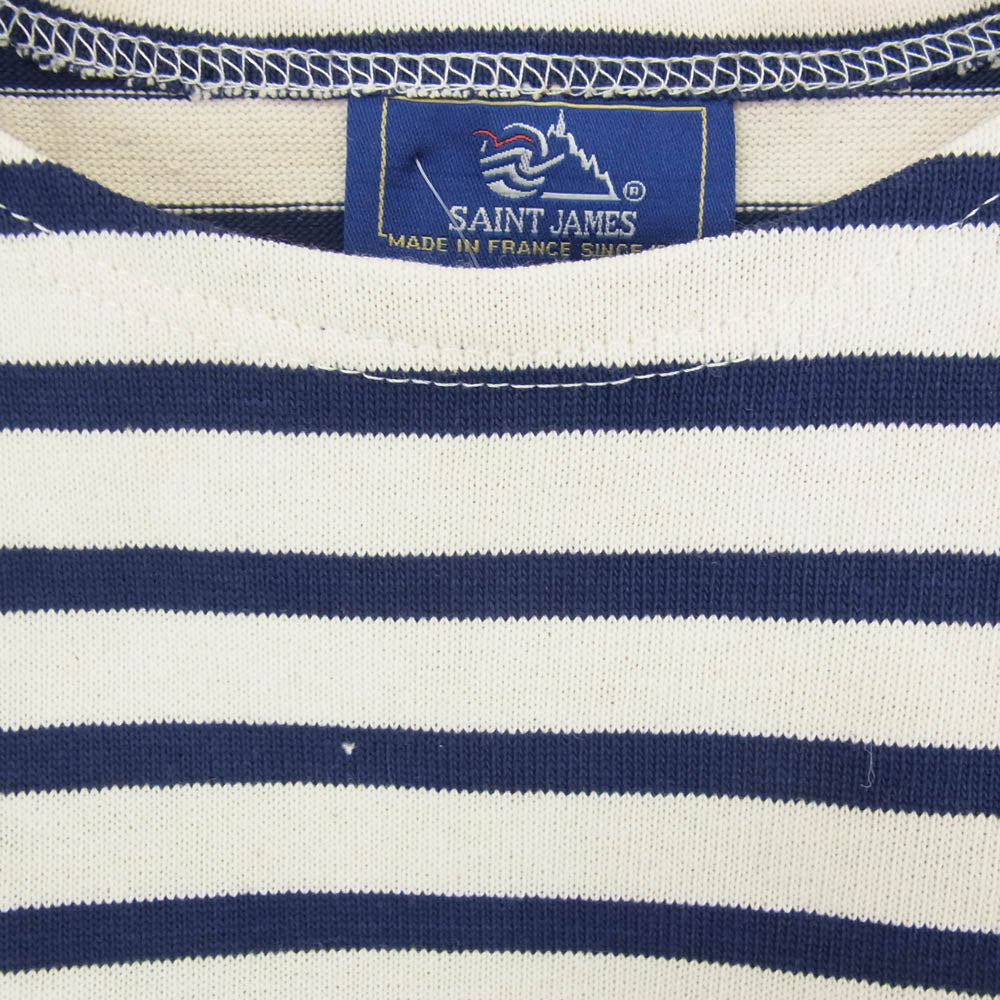 SAINT JAMES セントジェームス デッドストック フランス製 80s 90s CARAVELLE キャラベル バスクシャツ 長袖 Tシャツ サイズ12 ネイビー系 12ans【極上美品】【中古】