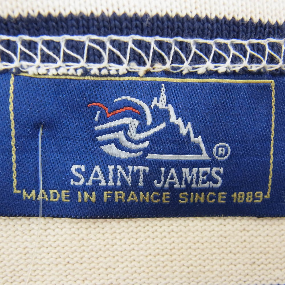 SAINT JAMES セントジェームス デッドストック フランス製 80s 90s CARAVELLE キャラベル バスクシャツ 長袖 Tシャツ サイズ12 ネイビー系 12ans【極上美品】【中古】