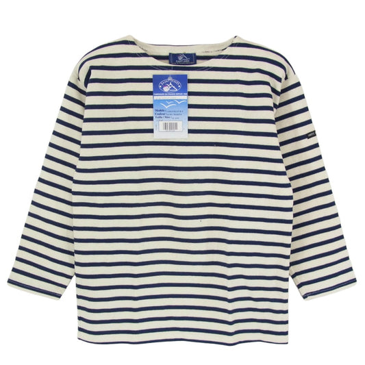 SAINT JAMES セントジェームス デッドストック フランス製 80s 90s CARAVELLE キャラベル バスクシャツ 長袖 Tシャツ サイズ12 ネイビー系 12ans【極上美品】【中古】
